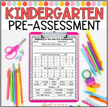 Preview of Kindergarten Beginning of the Year Pre Assessment Form