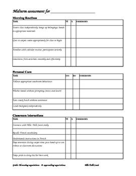 Preview of Kindergarten Assessment Checklist for parent-teacher conferences
