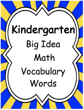 Preview of Kindergarten Big Idea Math Vocabulary Cards