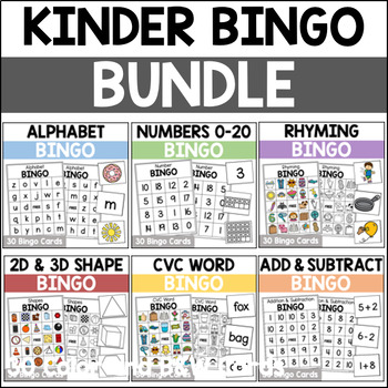 Preview of Kindergarten Bingo Activities BUNDLE | Kindergarten Skills Bingo