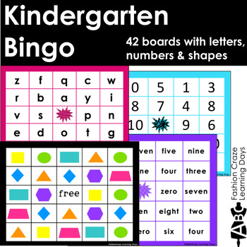 Preview of Kindergarten Bingo Letters, Numbers, Shapes, and Colors