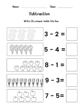 Kindergarten Black and White Basic Addition and Subtraction | TPT