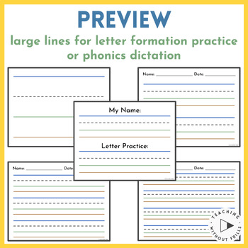 kindergarten blank lined handwriting paper letter or number formation practice