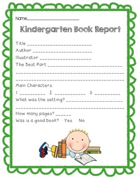 book report kindergarten worksheet