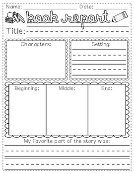 Kindergarten Book Reports Worksheets Teaching Resources Tpt