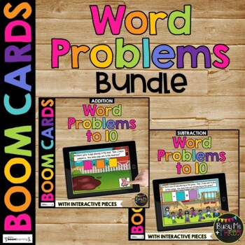 Preview of Kindergarten Boom Cards™ Addition and Subtraction Word Problems to 10