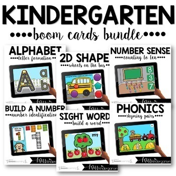 Preview of Monthly Themed Kindergarten Boom Cards™ Year Long Bundle