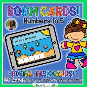 Preview of Kindergarten Boom Cards | Numbers to 5 | Count, Order, Write, & Read