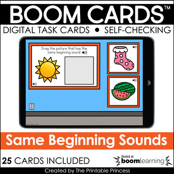 Kindergarten Boom Cards™ Same Beginning Sound Blue Deck} Digital Activity