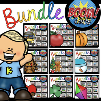 Preview of Kindergarten Boom Cards ™ YEAR LONG BUNDLE  - Digital Task Cards Centers