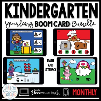 Preview of Kindergarten Boom Cards | Yearlong Seasonal Growing Bundle