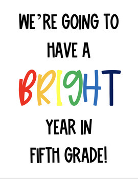 Bright Year School Sign Pre-5 by Kelsey's Kinder | TPT