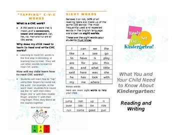 Preview of Kindergarten Brochure What Your Child Needs to Know ELA