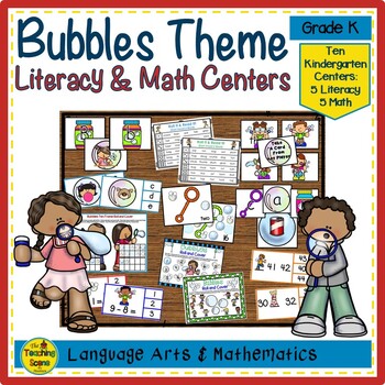 Preview of Kindergarten Bubbles Themed Literacy & Math Centers & Activities