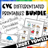Kindergarten Bundle CVC Printable Packets for Differentiat
