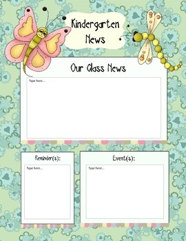 Preview of Kindergarten Butterfly Newsletter Template