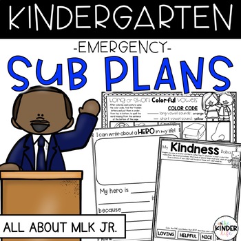 Preview of Martin Luther King Jr Kindergarten Emergency Sub Plans | January Substitute Plan