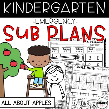 Preview of September Apples Kindergarten Sub Plans | Back to School Substitute Plans