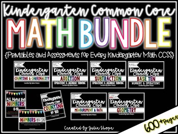 Preview of Kindergarten CCSS Math Bundle {Printables & Assessments for Each Standard}