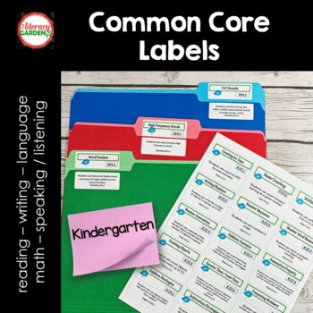 Preview of Kindergarten COMMON CORE Standards FILE FOLDER LABELS