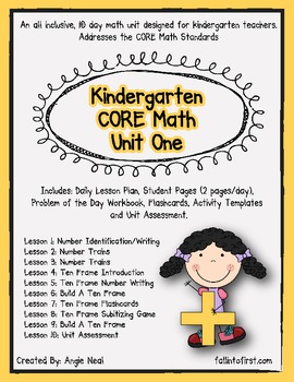 Preview of Kindergarten CORE Math Unit 1