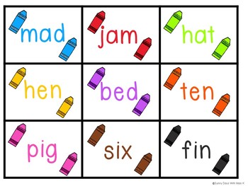 Kindergarten CVC Word Center - Rainbow CVC Word Literacy Centers