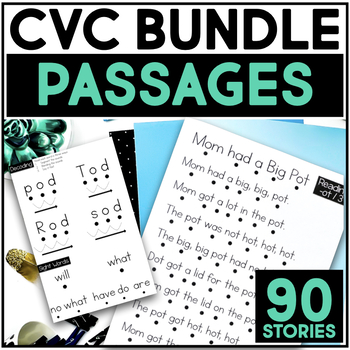 Preview of 90 Reading Passages for CVC Word Families - Kindergarten Blending Short Vowels