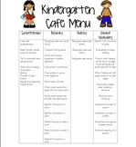 Kindergarten Cafe Menu
