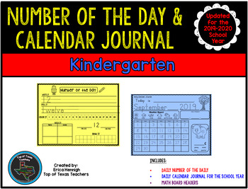 Preview of Kindergarten Calendar Journal & Number of the Day- TEKS Based