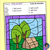 Kindergarten Camping Color by Number Worksheet: Add & Subt