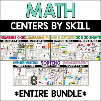 Preview of Kindergarten Centers By Skill - Math Centers BUNDLE