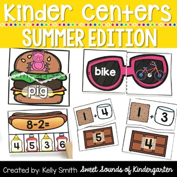 Preview of Kindergarten Centers {Summer Centers} Summer Math and Literacy