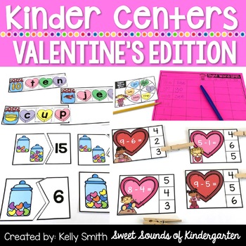 Preview of Kindergarten Centers {Valentine's Day Centers} Valentine's Day Math and Literacy