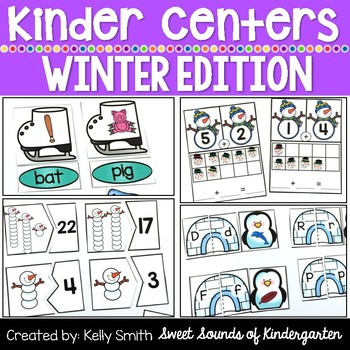 Preview of Kindergarten Centers {WINTER Centers} Winter Math and Literacy