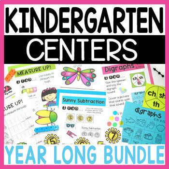 Preview of No Prep Kindergarten Centers for the Year- Math, Literacy, ELA, Reading, Writing