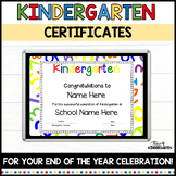 Kindergarten Certificates Completion Diploma Editable