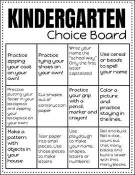 Preview of Kindergarten Choice Boards