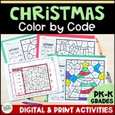 Kindergarten Christmas Color by Number Digital Seesaw and 