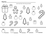 4 Kindergarten Christmas Counting Assessments: Count + Col