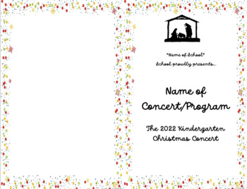 Preview of Kindergarten Christmas/Holiday Concert Program