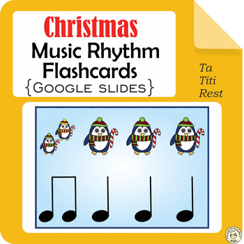 Preview of Kindergarten Christmas Music Rhythm Flashcards | Ta Ti-Ti Rest | Print & Digital
