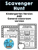Kindergarten / Classroom Scavenger Hunt