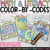 Kindergarten Color-by-Code Bundle | No-Prep Math & Literac