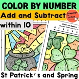 Color by Number St Patrick's Day Spring Add Subtract to 10