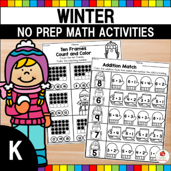 Preview of Winter Math Activities | January Morning | Kindergarten Worksheets