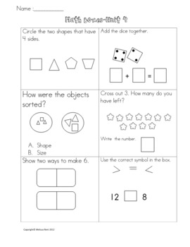 kindergarten common core assessments everyday math units