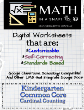 Preview of Kindergarten - Common Core Cardinal Counting -Editable, Interactive & Feedback