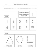 Kindergarten Common Core Daily Math Practice - First Term