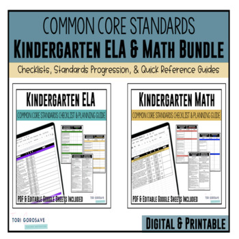 Preview of Kindergarten Common Core Documentation Checklists (ELA & Math)