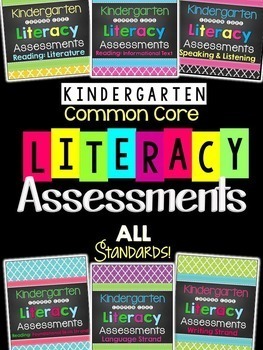 Preview of Kindergarten Common Core ELA Assessments - ALL STANDARDS Bundle